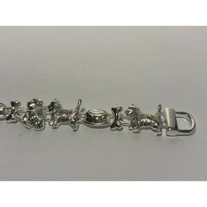 Dog Charm Bracelet Featuring Adorable Dogs Bulldog Scottie Vintage Silver Tone